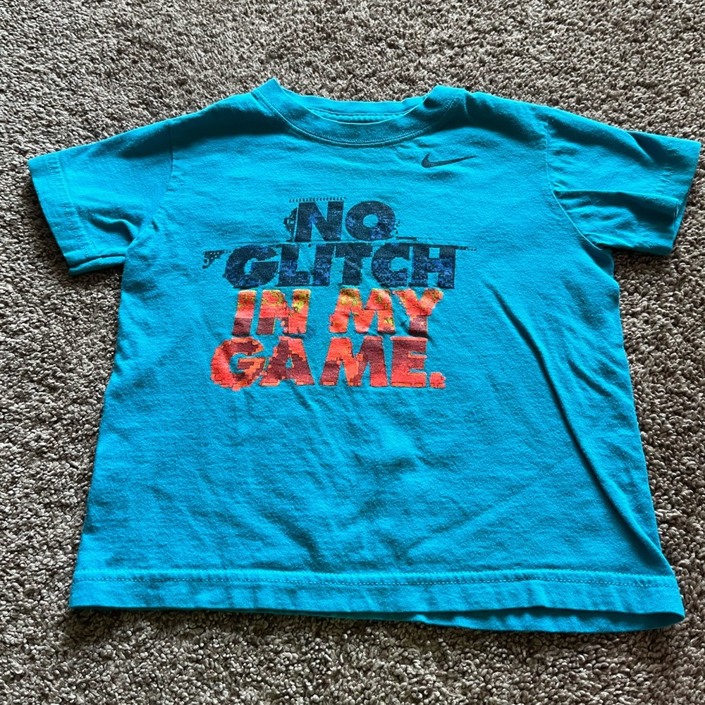 Nike blue/navy, green, red and orange T-shirt No Glitch In My Game